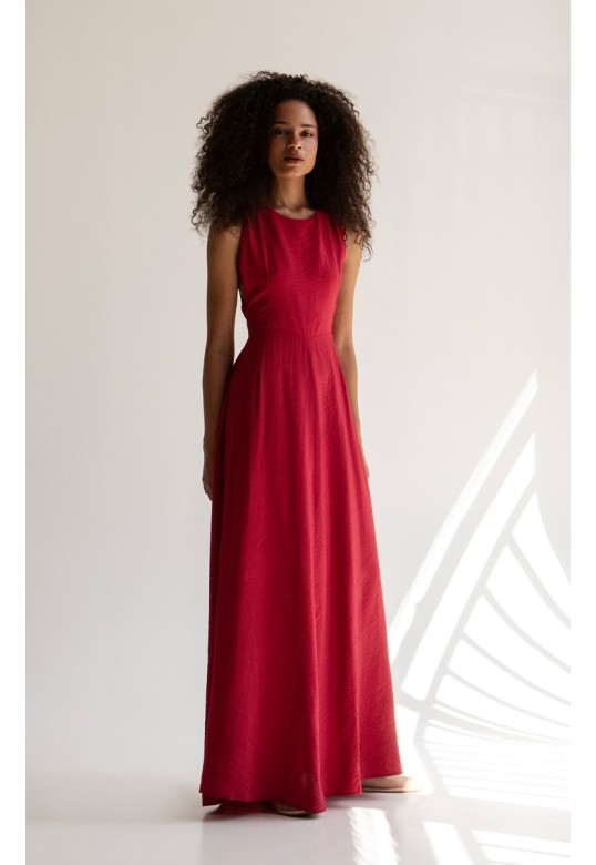 CRUNCHY DRESS BEET RED