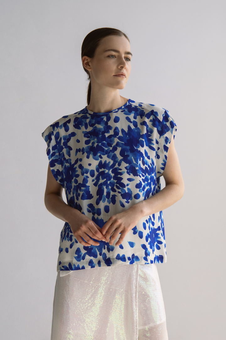 FLORAL BLOUSE BLUE