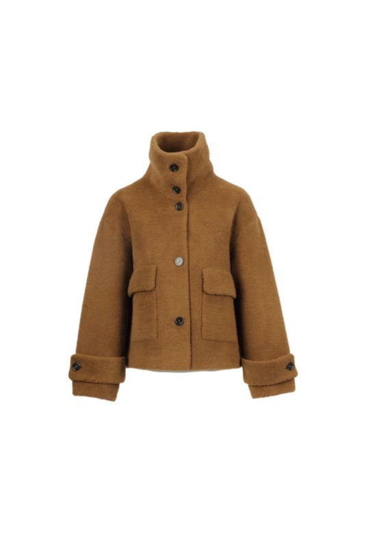 ANNE- FAUX FUR JACKET WHISKY