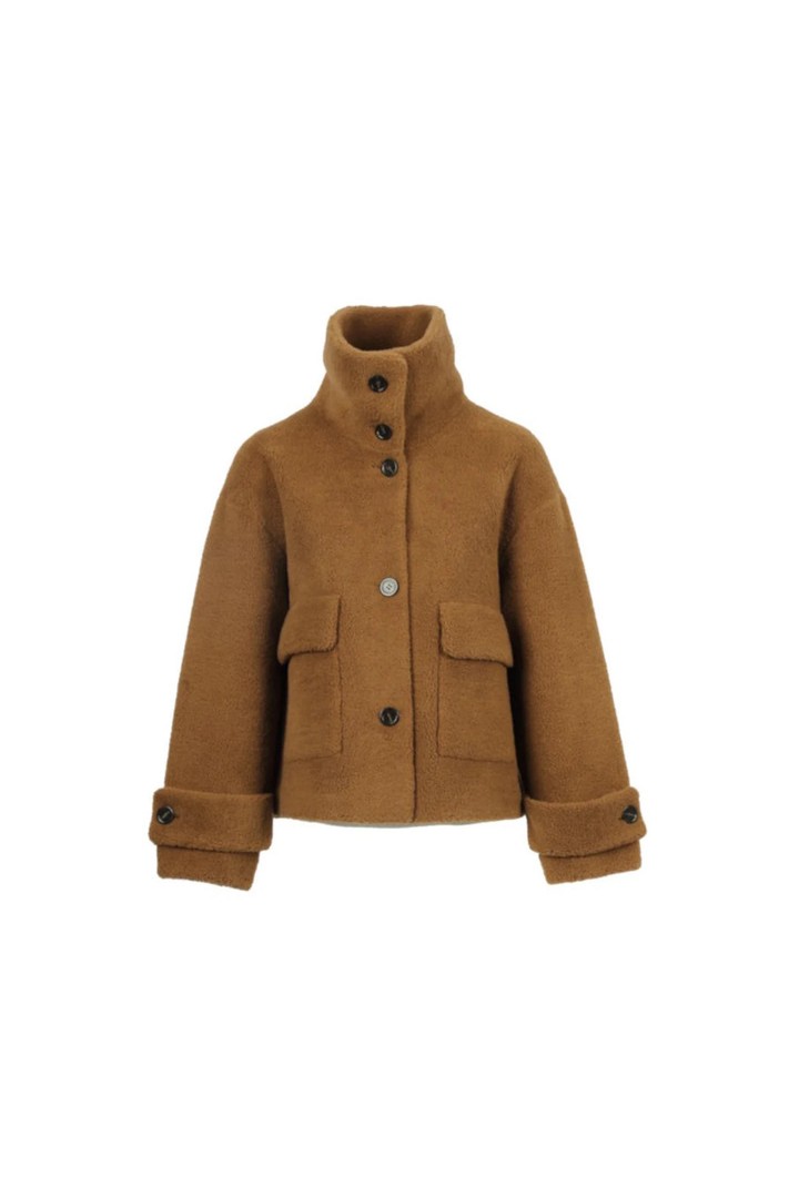 ANNE- FAUX FUR JACKET WHISKY