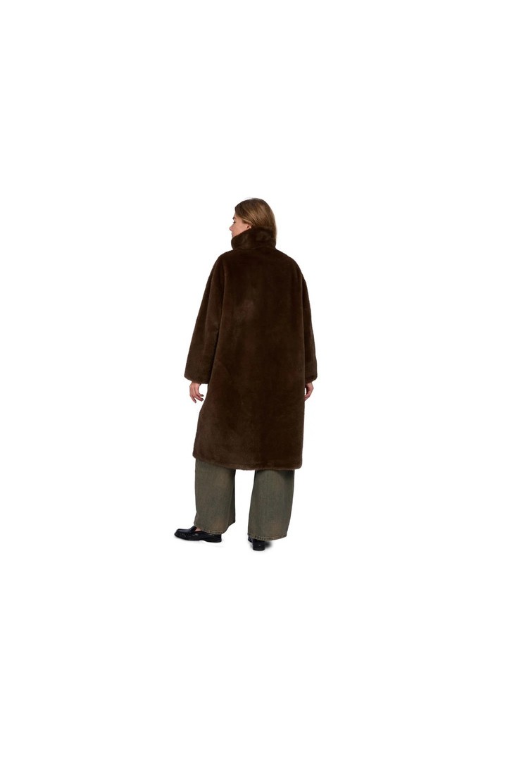 JULIE LONG FAUX FUR COAT CHOCOLATE