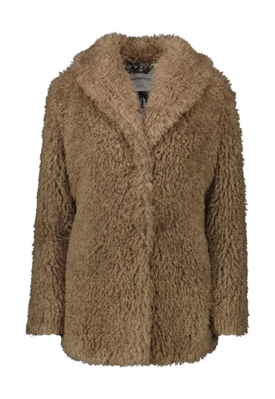 ANIMATION DARK BEIGE - FAUX FUR COAT