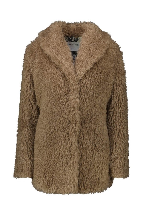 ANIMATION DARK BEIGE - FAUX FUR COAT