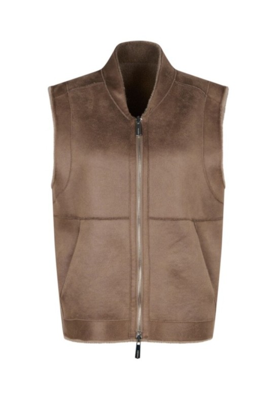 CHELLY-FAUX SHEARLING REVERSIBLE GILET TAUPE
