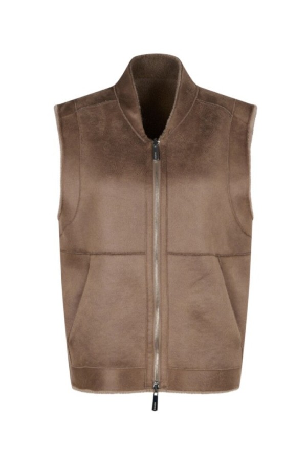 CHELLY-FAUX SHEARLING REVERSIBLE GILET TAUPE