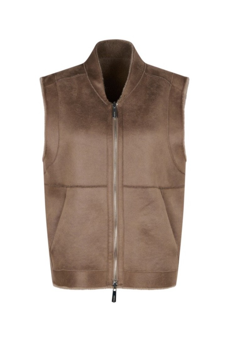 CHELLY-FAUX SHEARLING REVERSIBLE GILET TAUPE