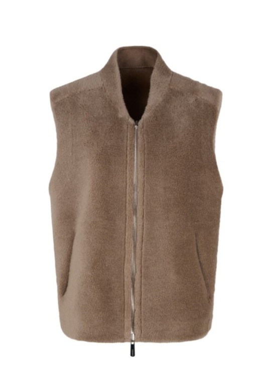 CHELLY-FAUX SHEARLING REVERSIBLE GILET TAUPE