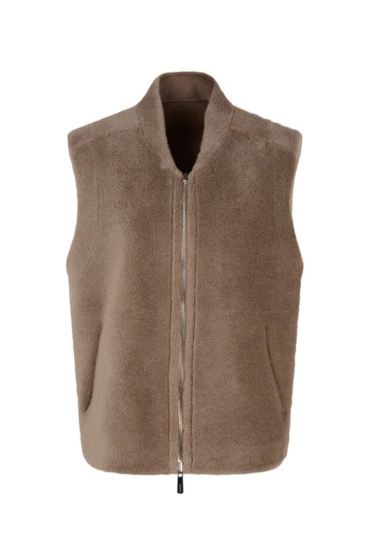 CHELLY-FAUX SHEARLING REVERSIBLE GILET TAUPE