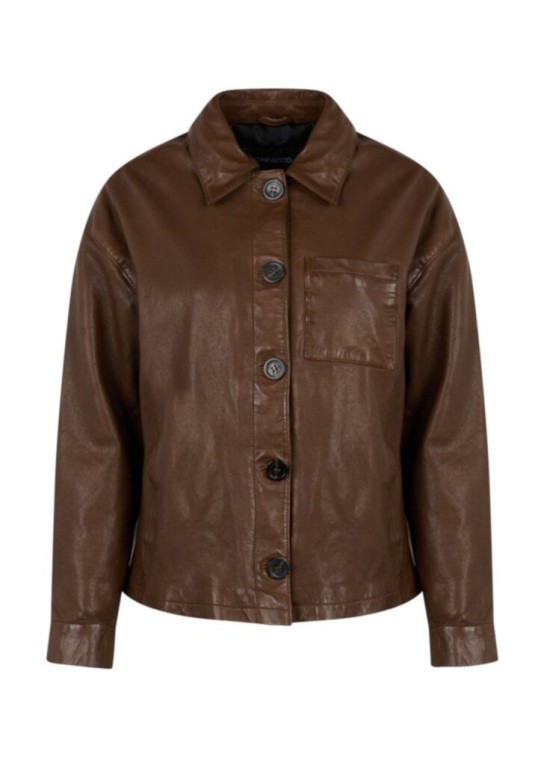 CLAUDIE  WASHED LOOK GENUINE LEATHER JACKET NUTS