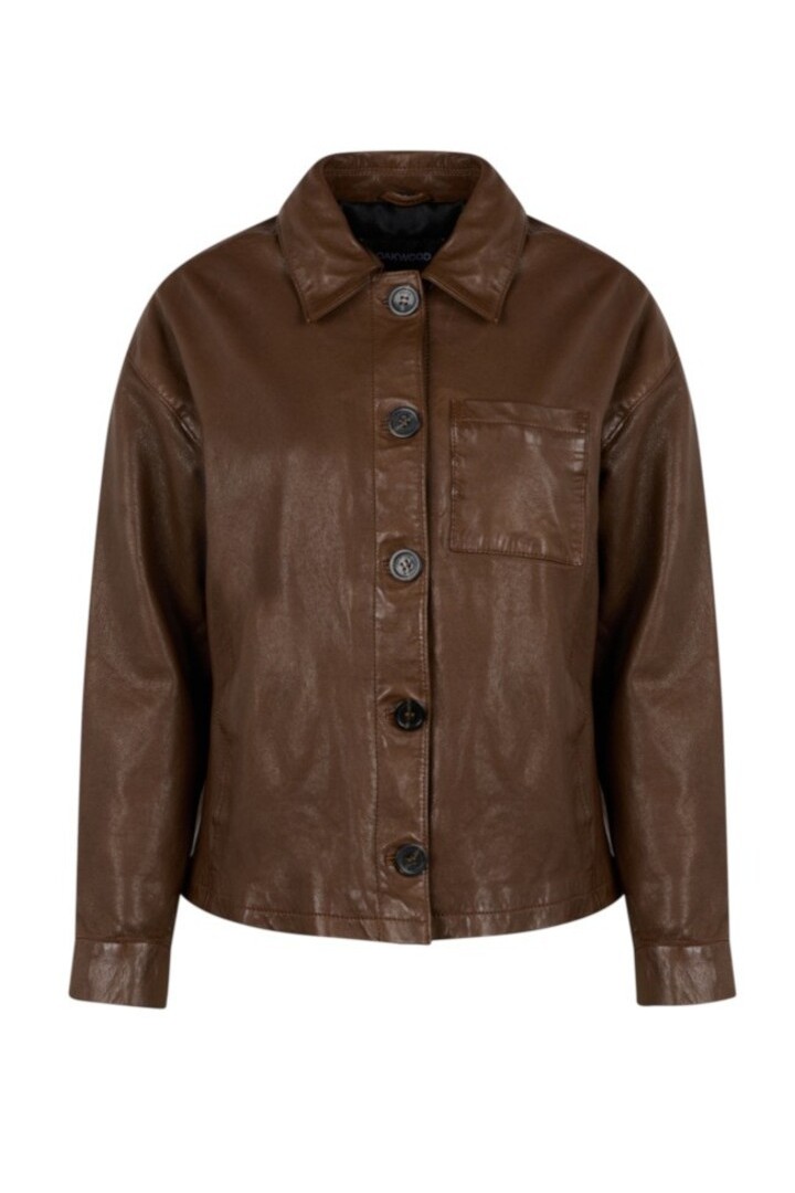 CLAUDIE  WASHED LOOK GENUINE LEATHER JACKET NUTS