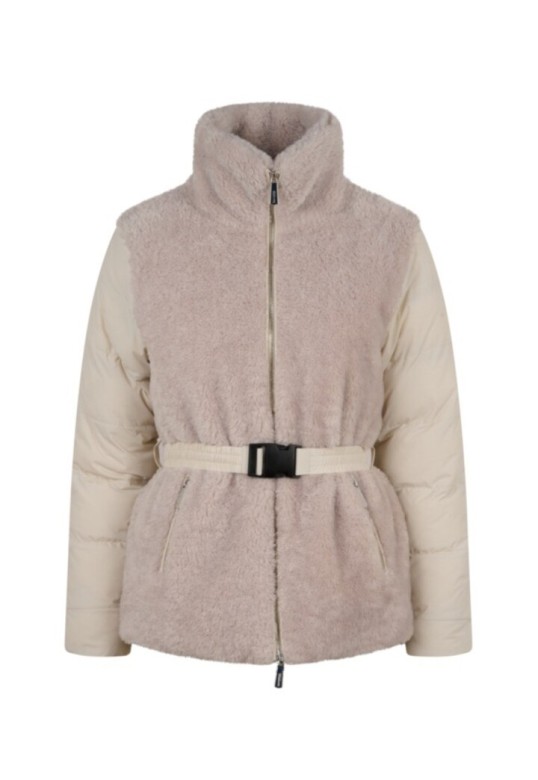 HOLLY-DOWN JACKET IN NYLON AND FAKE FUR IVORY
