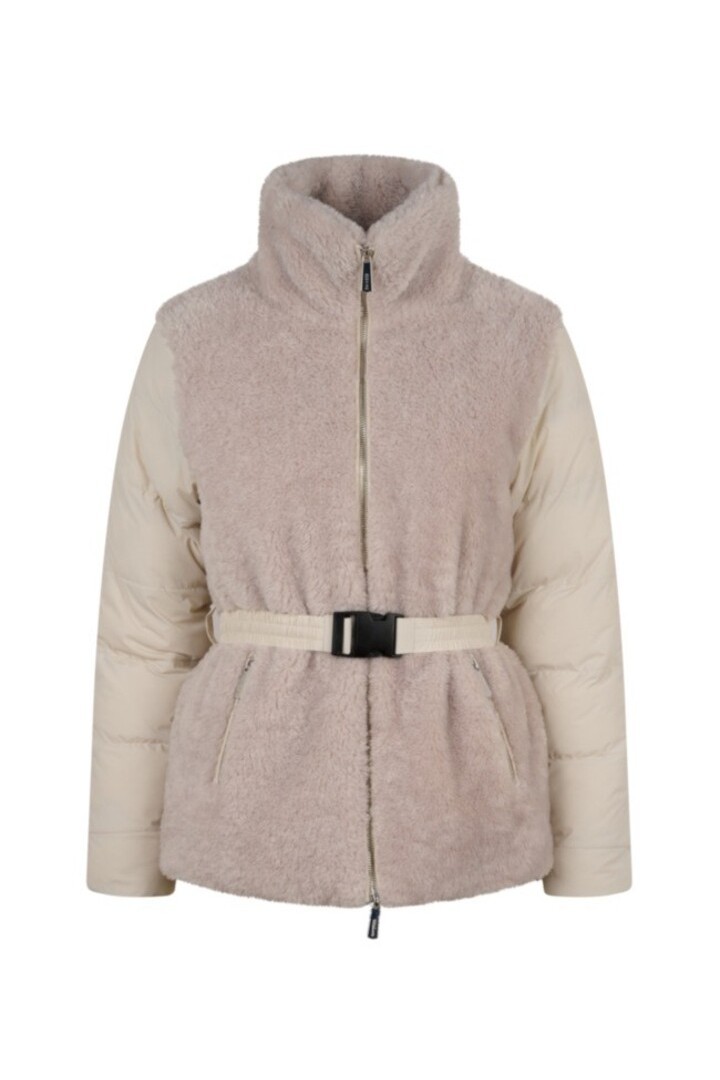 HOLLY-DOWN JACKET IN NYLON AND FAKE FUR IVORY