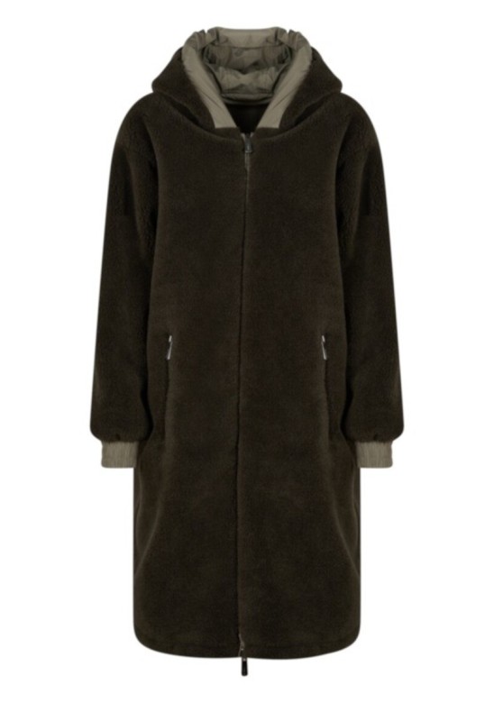 SELMA NYLON /FAUX FUR REVERSIBLE COAT LIGHT KHAKI