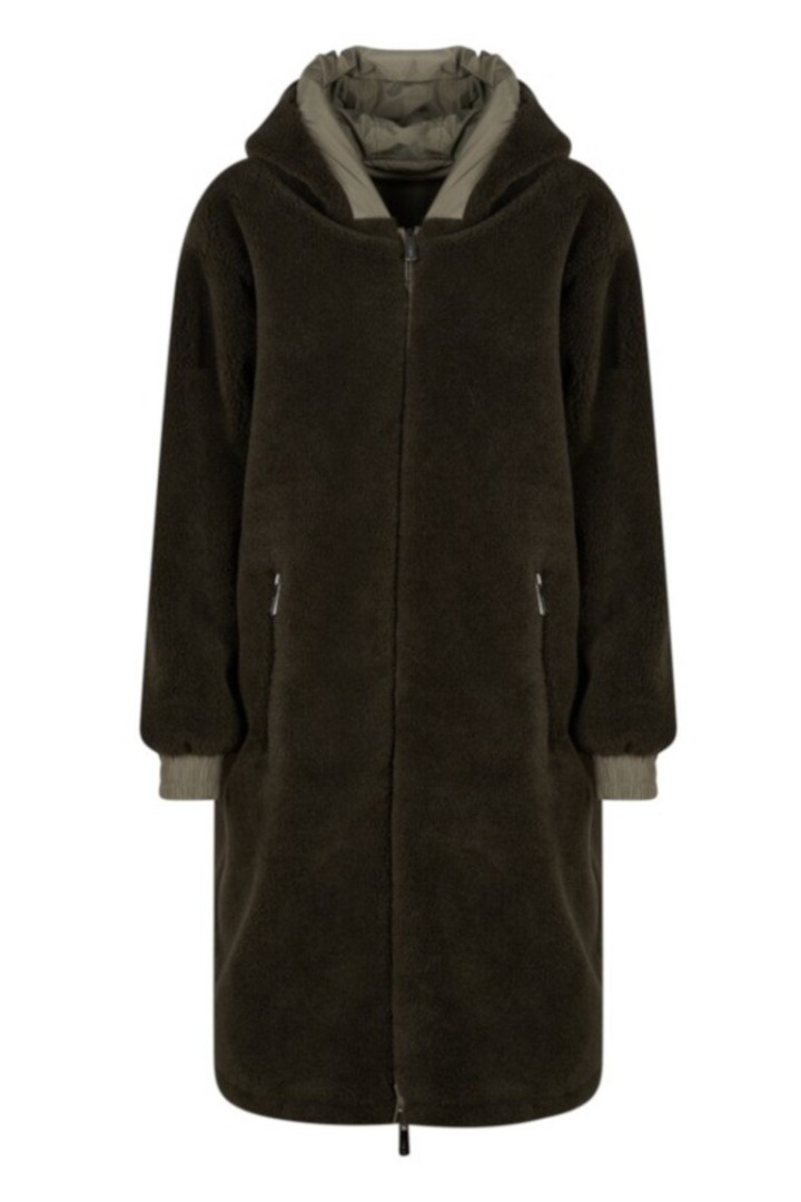 SELMA NYLON /FAUX FUR REVERSIBLE COAT LIGHT KHAKI