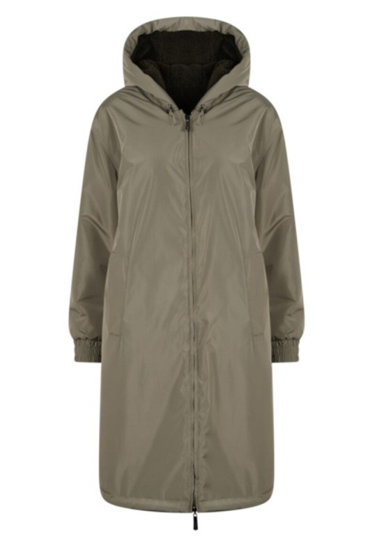 SELMA NYLON /FAUX FUR REVERSIBLE COAT LIGHT KHAKI