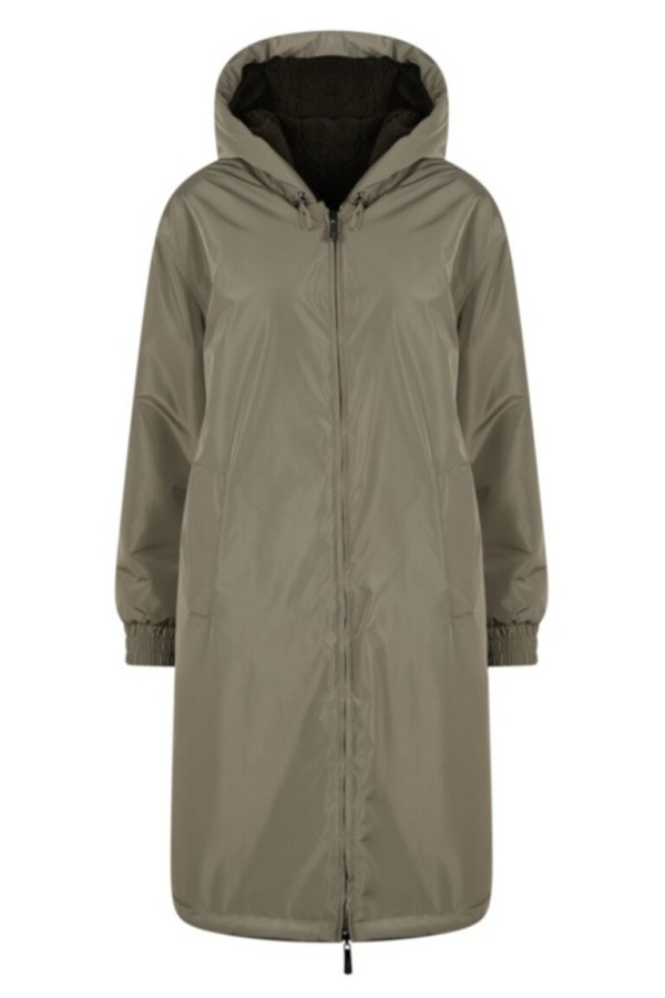 SELMA NYLON /FAUX FUR REVERSIBLE COAT LIGHT KHAKI
