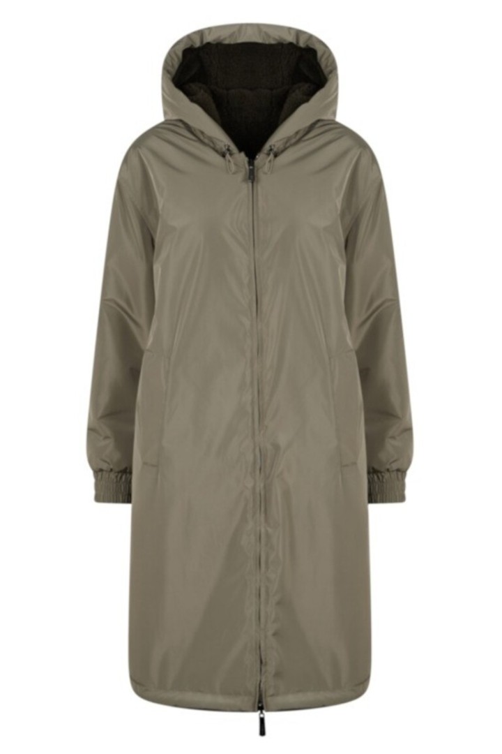 SELMA NYLON /FAUX FUR REVERSIBLE COAT LIGHT KHAKI