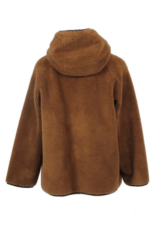 SEOUL- FAUX FUR JACKET DARK BROWN