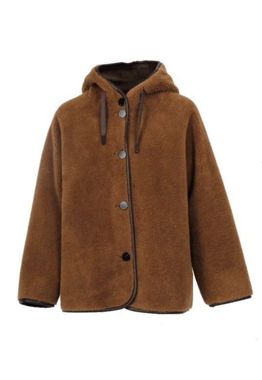 SEOUL- FAUX FUR JACKET DARK BROWN