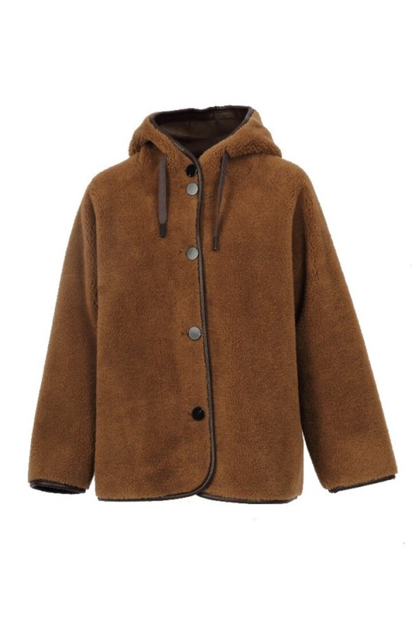 SEOUL- FAUX FUR JACKET DARK BROWN
