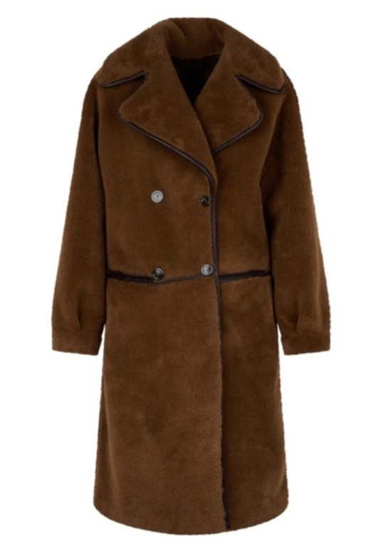 TILDA-FAUX FUR COAT DARK BROWN