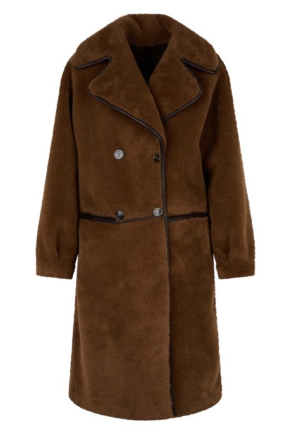TILDA-FAUX FUR COAT DARK BROWN