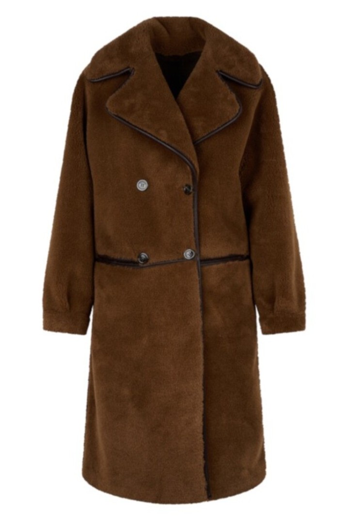 TILDA-FAUX FUR COAT DARK BROWN