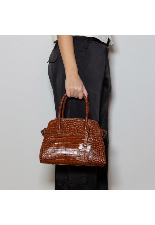 Evelina Leather Croco Bag