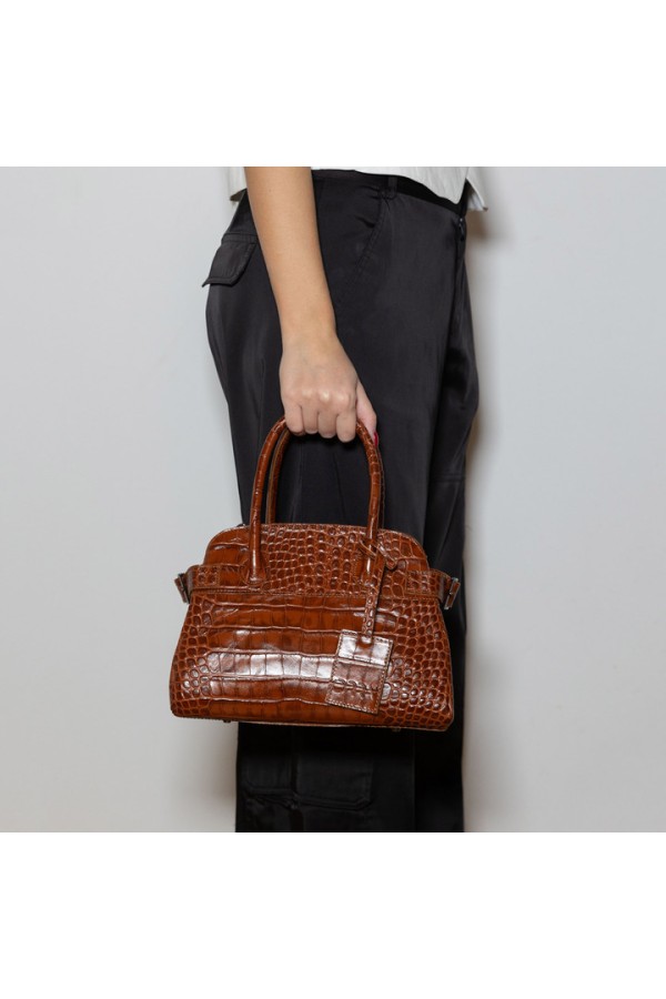 Evelina Leather Croco Bag
