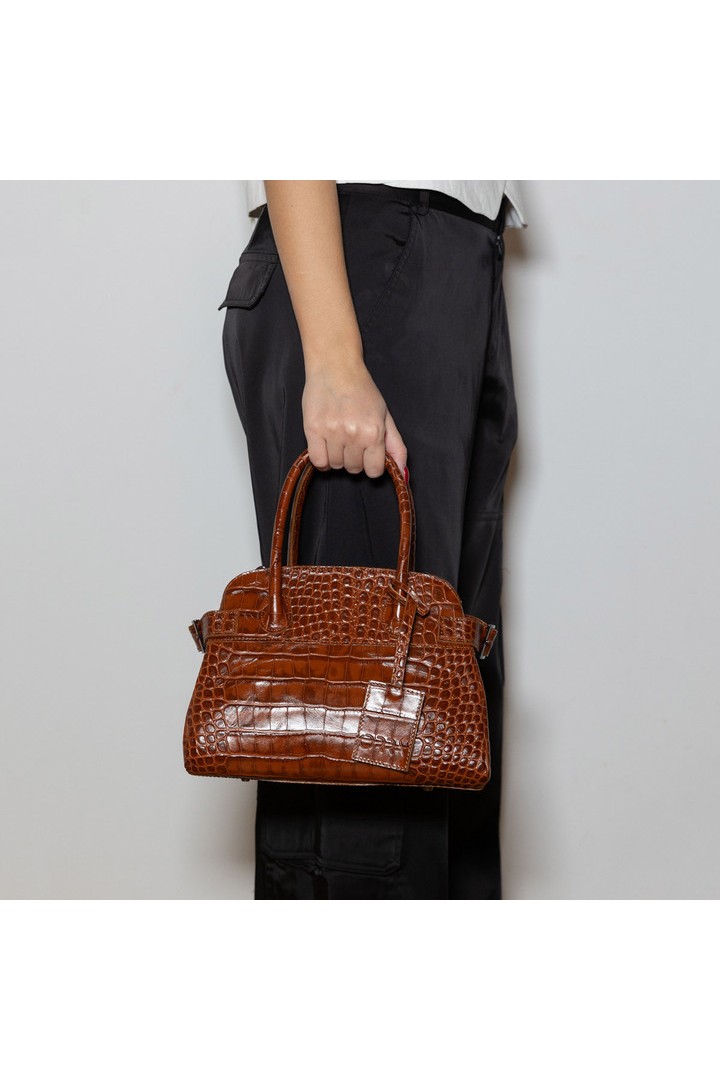 Evelina Leather Croco Bag