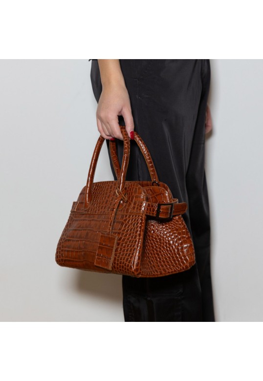 Evelina Leather Croco Bag