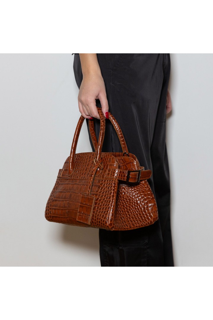 Evelina Leather Croco Bag