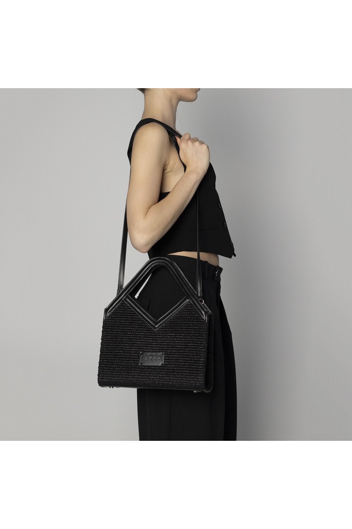 Maria Raffia Bag Black