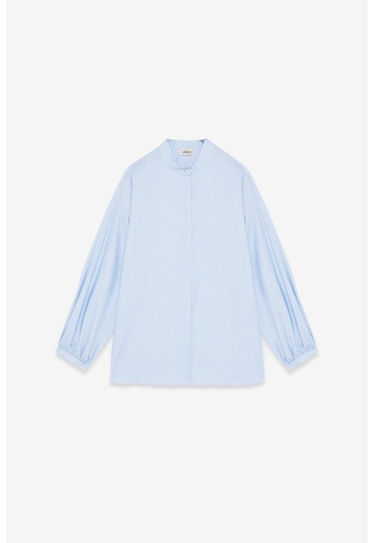 Cotton shirt with mandarin collar