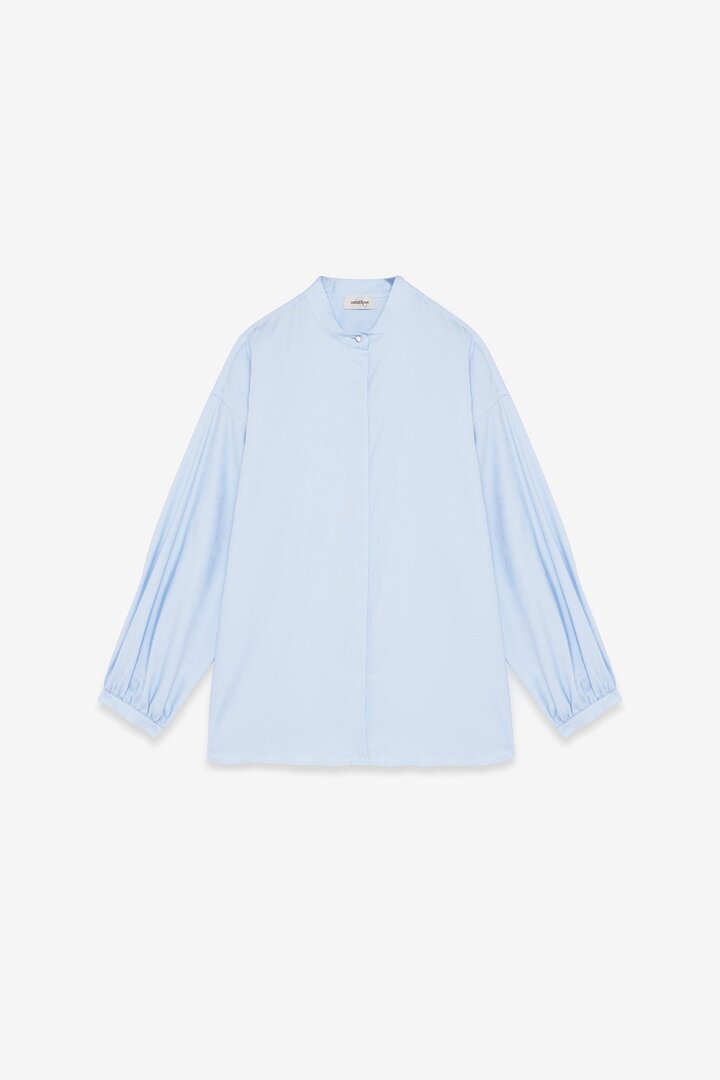 Cotton shirt with mandarin collar