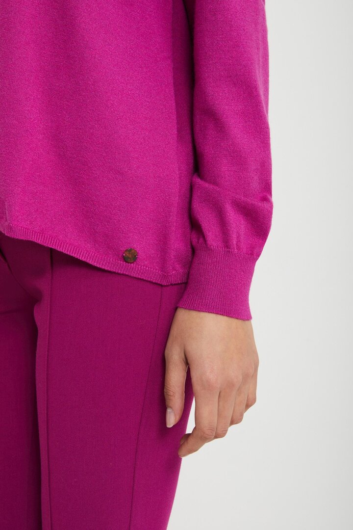Jumper with rounded neck fucsia