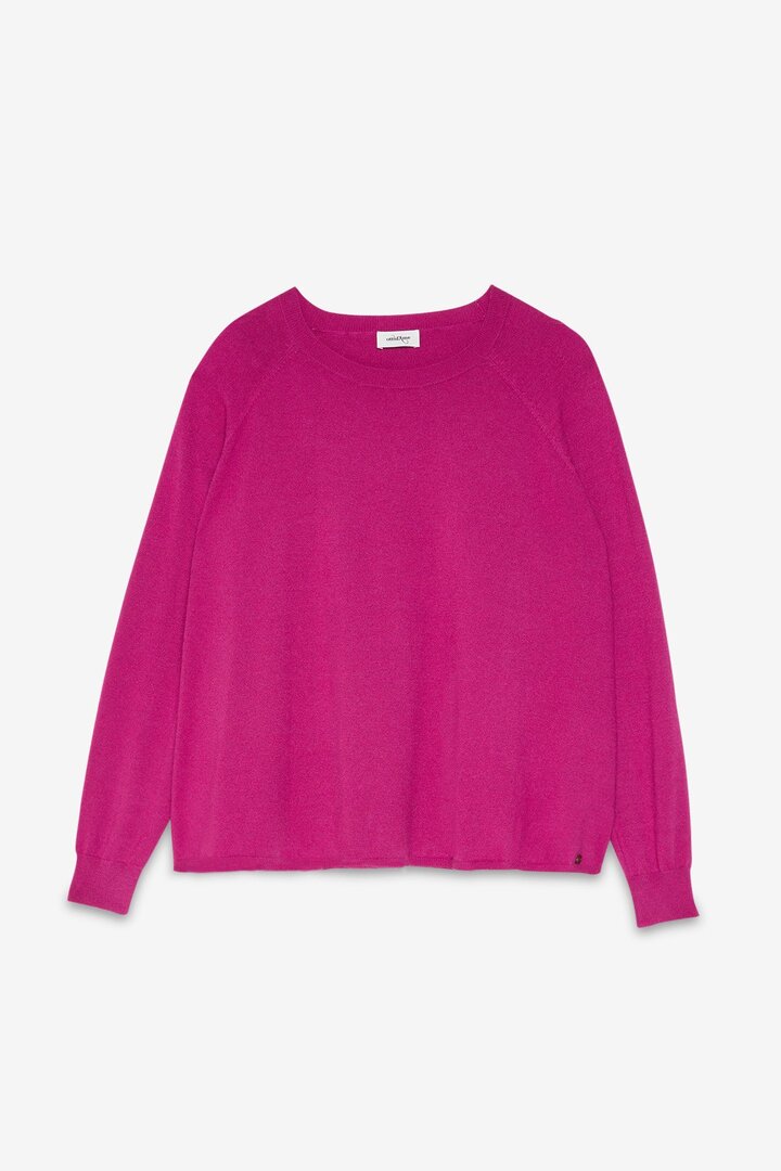 Jumper with rounded neck fucsia