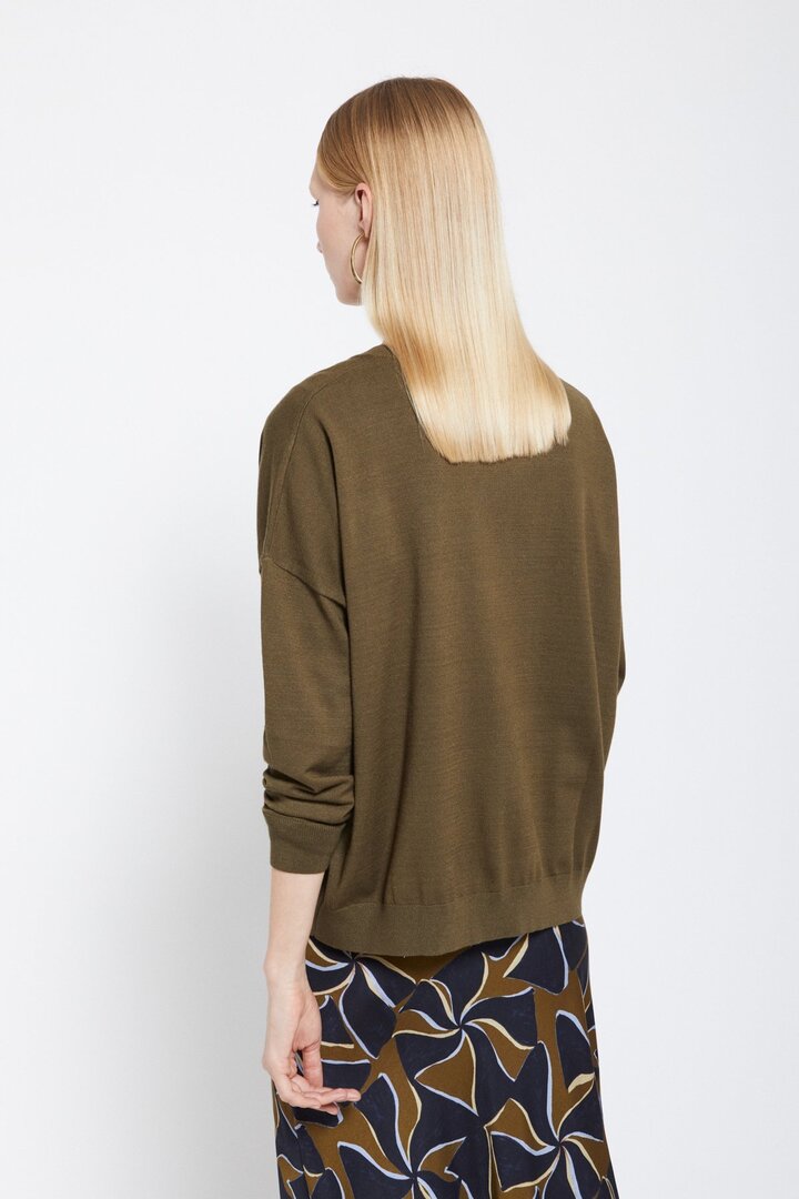 Sweater with V neck kaki