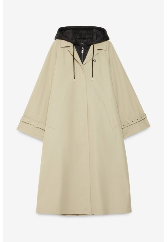 Long trench coat with hood Salvia