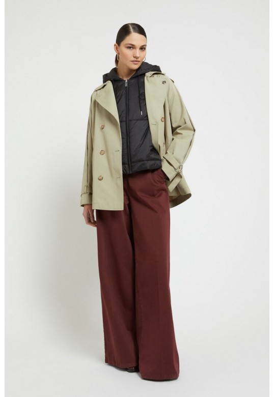 Double-breasted short trench coat Salvia