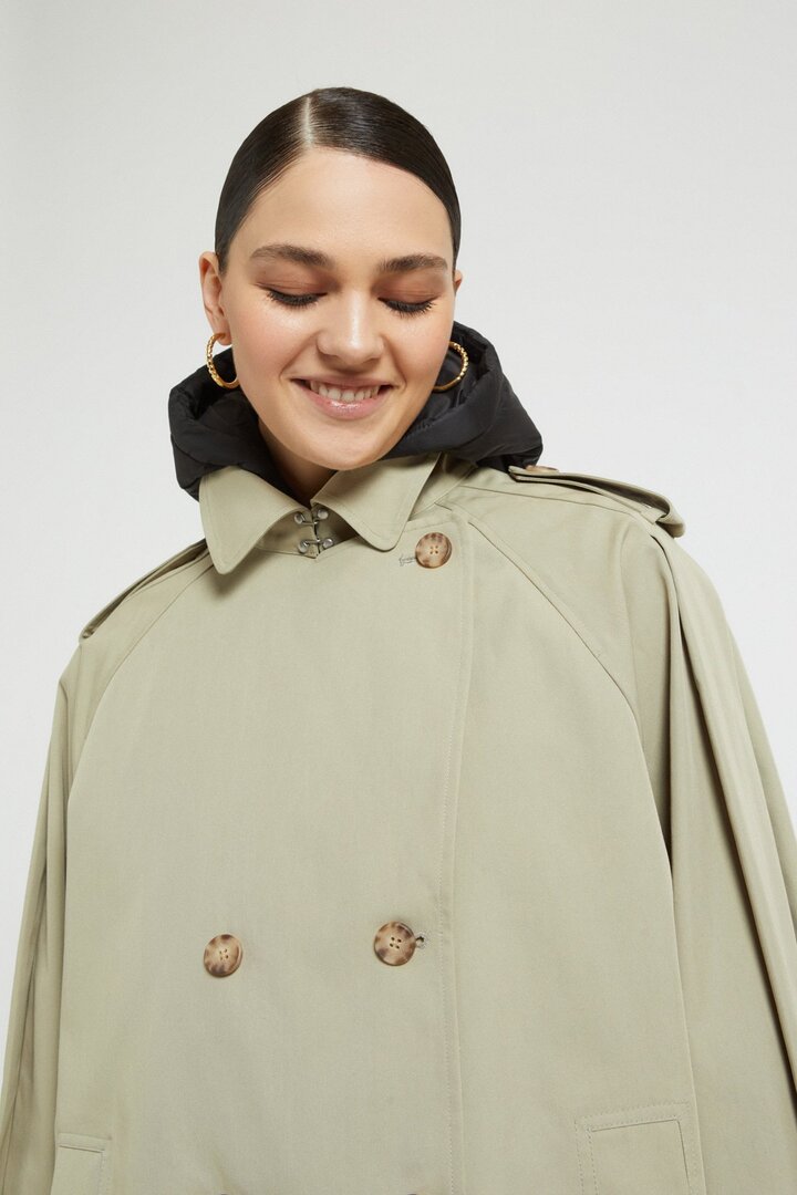 Double-breasted short trench coat Salvia