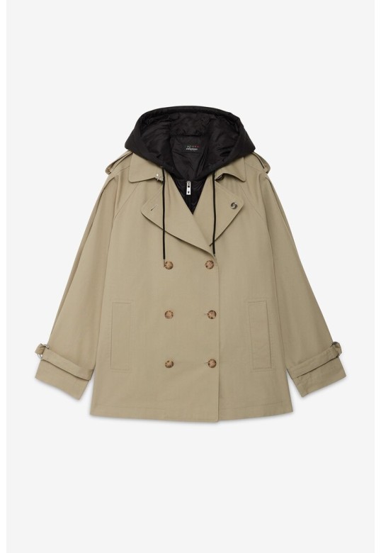 Double-breasted short trench coat Salvia