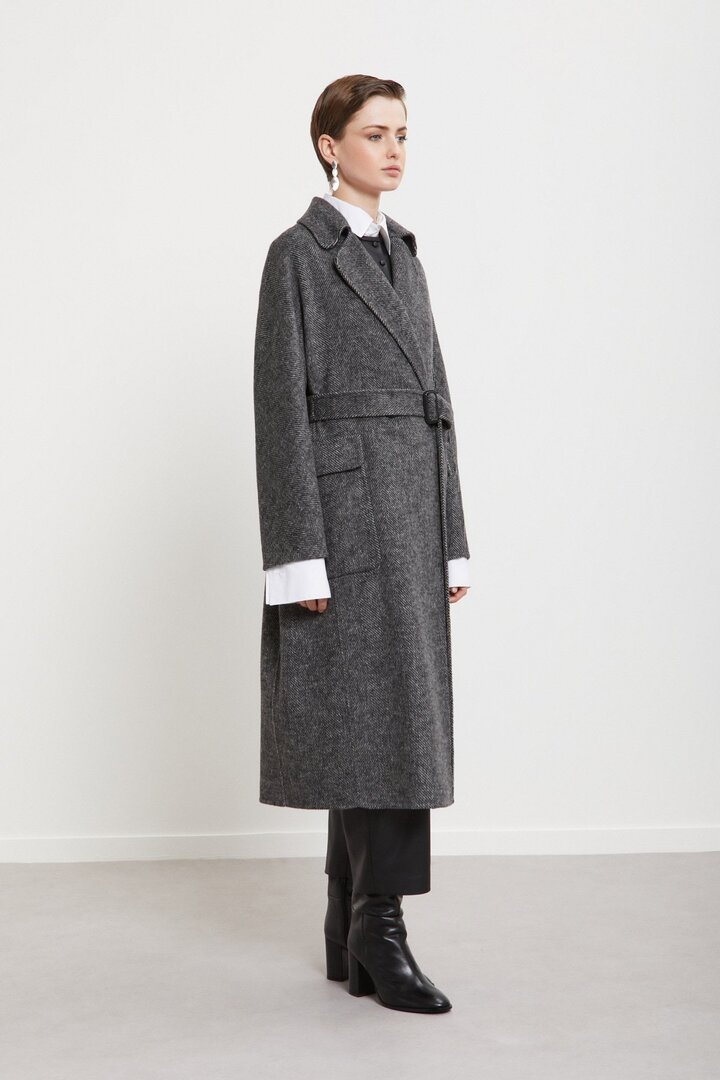 Double-breasted long coat Black