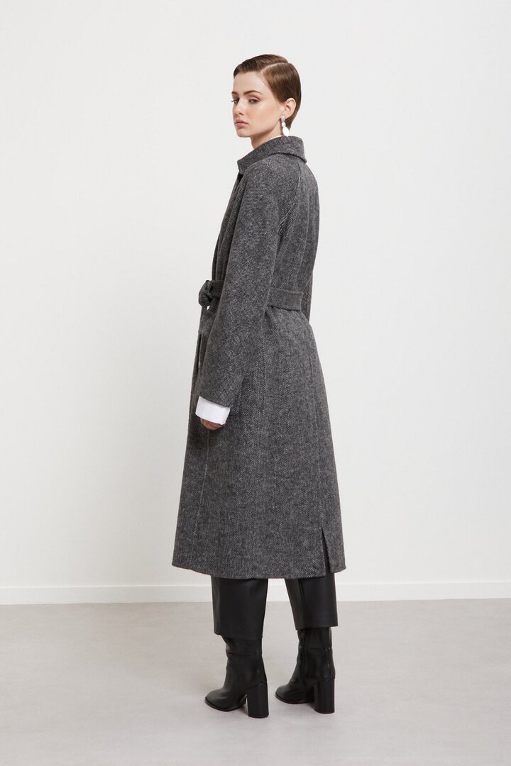Double-breasted long coat Black