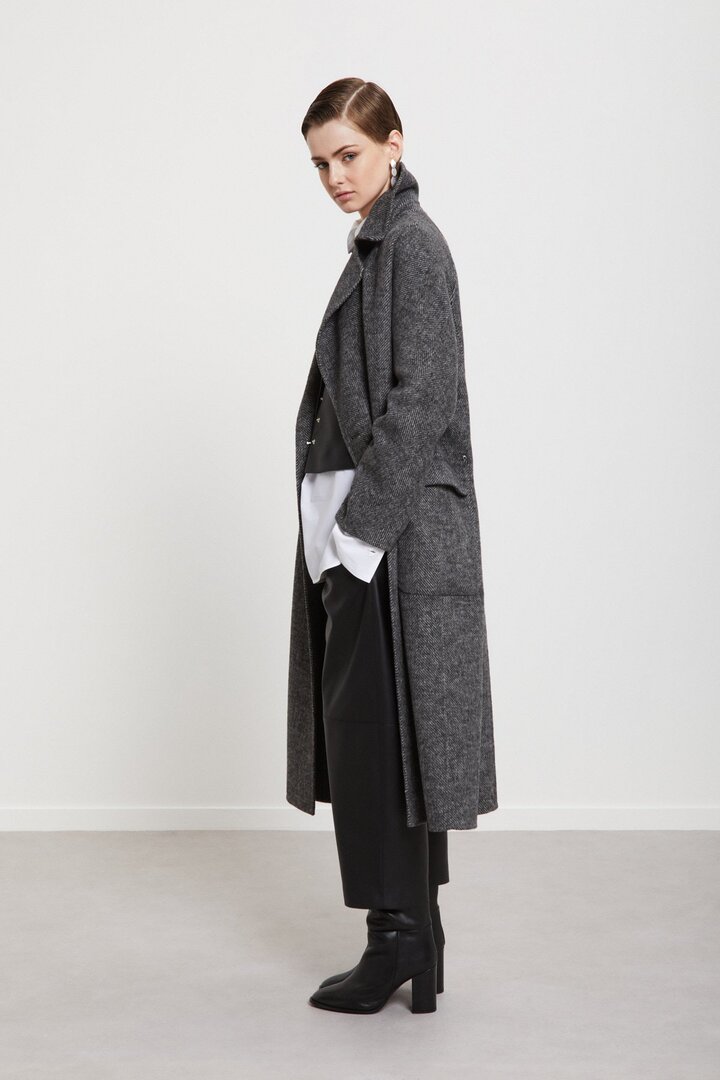 Double-breasted long coat Black