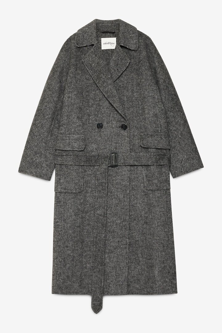 Double-breasted long coat Black