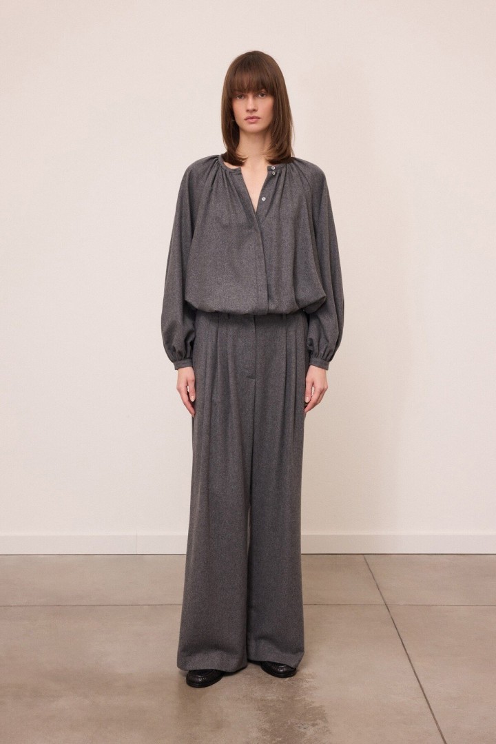 Palazzo trousers with pleats Grey