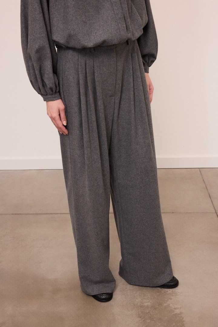 Palazzo trousers with pleats Grey