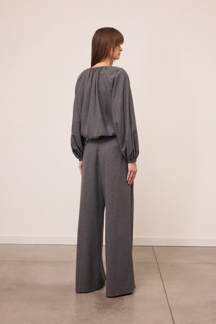 Palazzo trousers with pleats Grey