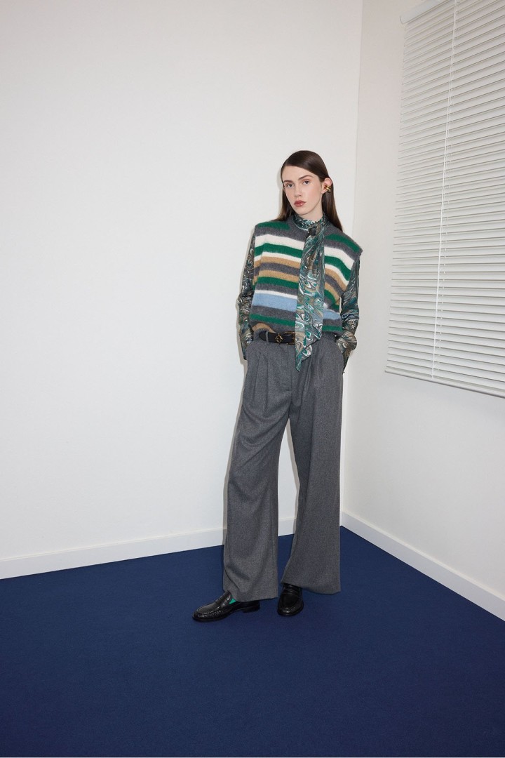 Palazzo trousers with pleats Grey